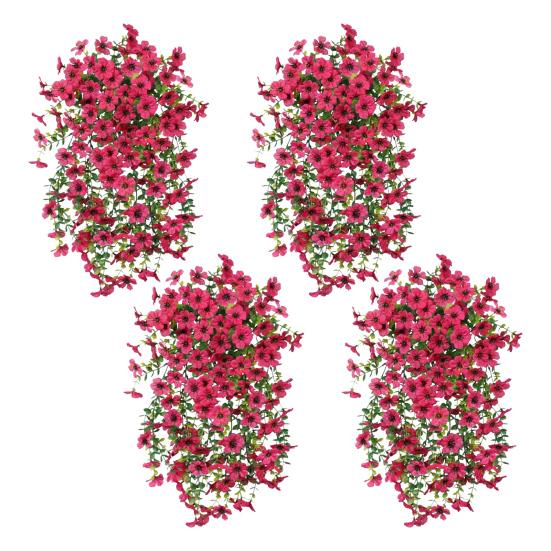1/4 stk Hengende Kunstig Fiolett Blomst UV-bestandig Falsk Silke Blomst Bryllupsfest Innendørs Utendørs Hage Vegghengt Fusk Blomst Dekorasjon
