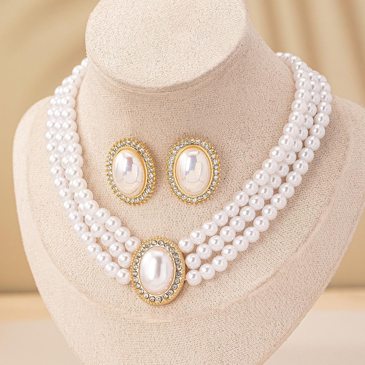 

Женское ожерелье из искусственного жемчуга, свадебный комплект свадебных украшений, подарок для девочек на день рождения белый