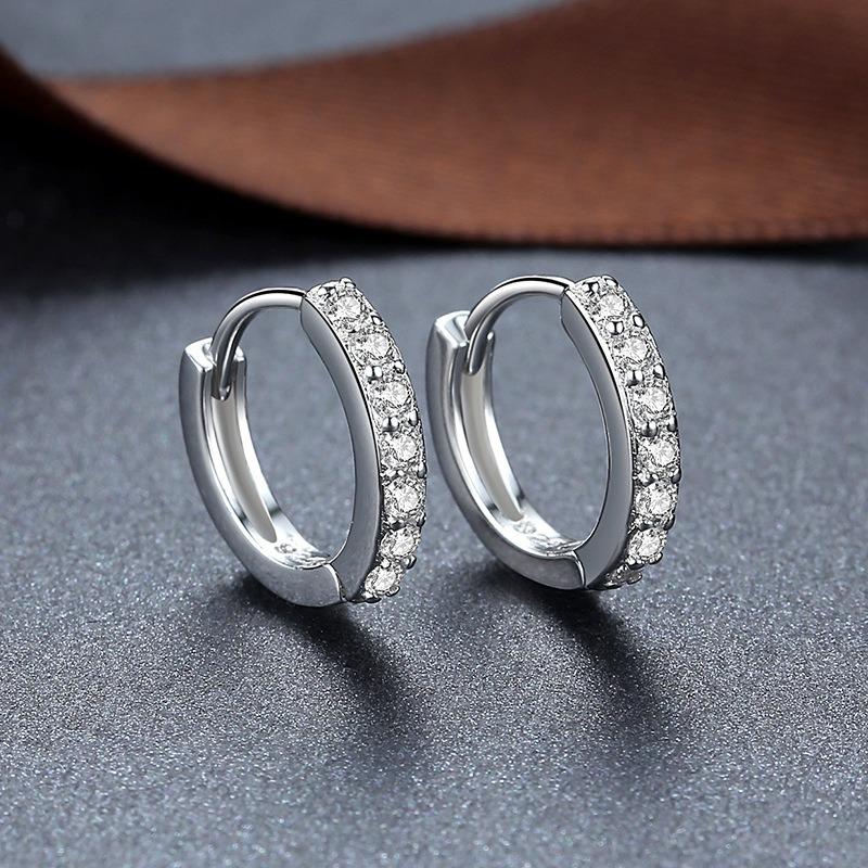 925  Silver Shining Zircon Earrings for Women Vintage Simple Round Circle Hoop Earrings Designer Party Jewelry Gifts