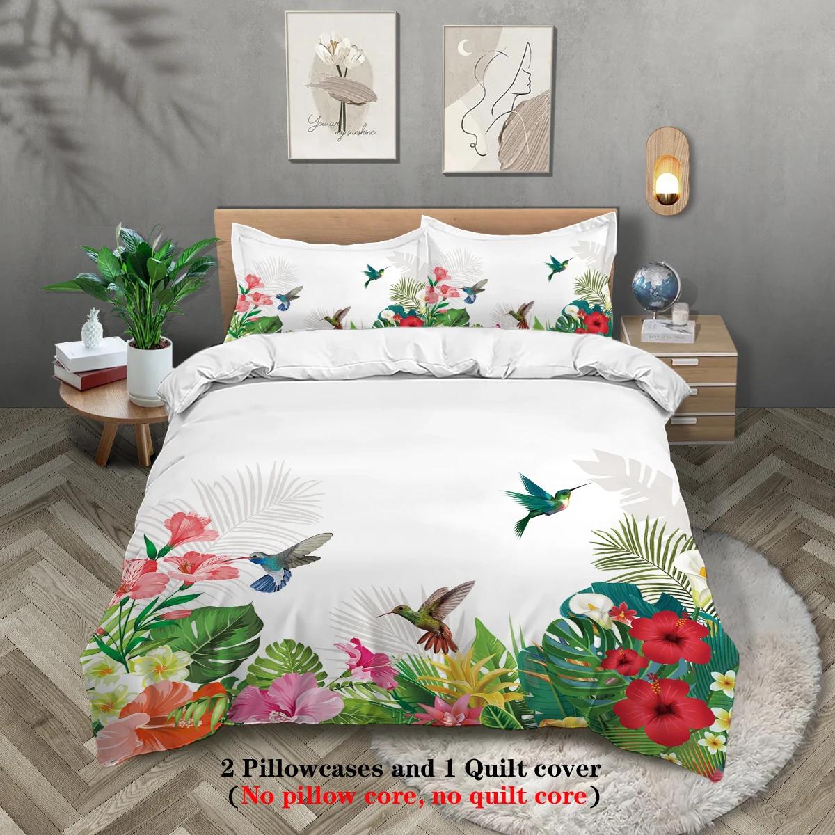 

Flowers and Birds Pattern Printed Bedding Set, Suitable for Women Bedroom, Queen, King, Twin Bed,1*duvet Cover+2*pillowcase US Twin(172x218cm)