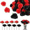 80Pcs Black Red Roses Artificial Flowers Bulk, 1.6 Inch Small Silk Fake Roses Flower Heads For Decoration, Crafts, Wedding Halloween Party Home Decor