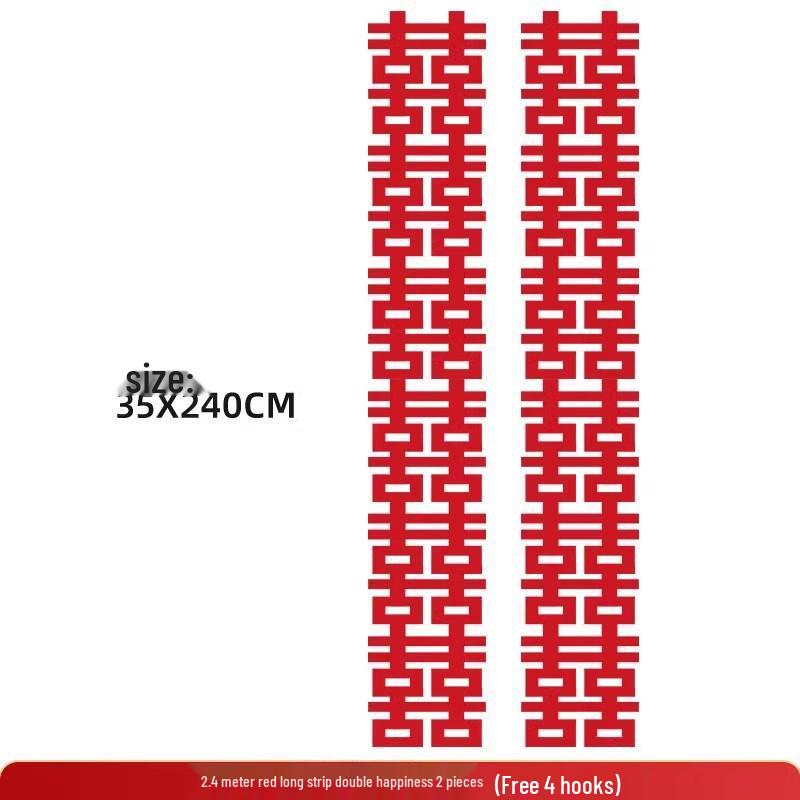 Wedding Room Decor Set: Double Happiness Curtains, Bay Window Trim, Bedroom Bows