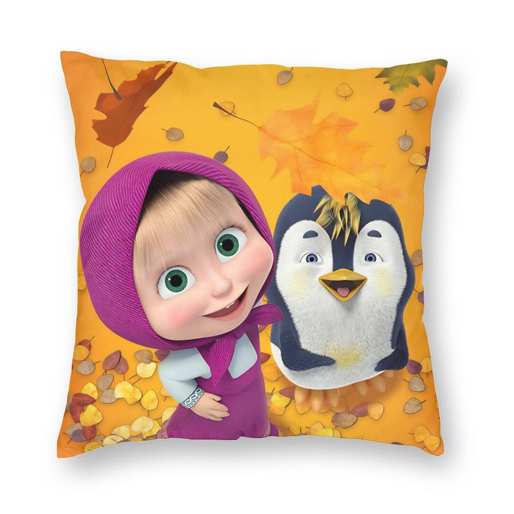 Cute Cartoon M-Masha And Bear Pillowcase Printing Polyester Cushion Cover Decor Throw Pillow Case Cover Home Square 40*40Cm