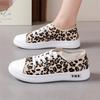 Large size leopard print canvas shoes spring new thin casual flat-soled cloth shoes lace-up student single shoes