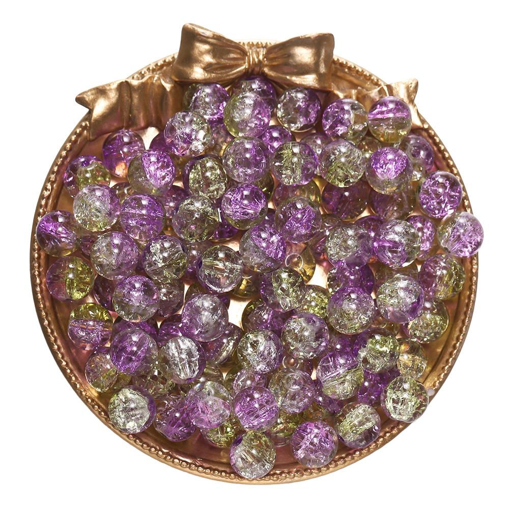20-50pcs/lot Dark Color Transparent Cracked Glass Beads Round Bracelet Spacer Beads For DIY Necklace Jewelry Making Accessories