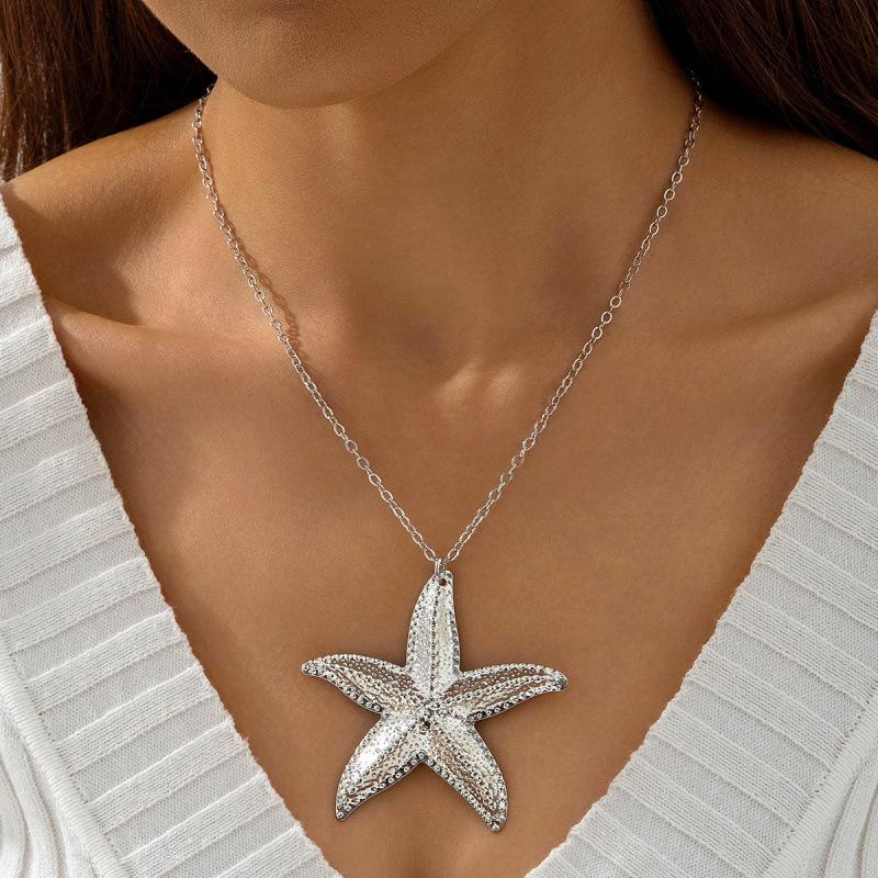 Accessories Cold Wind Starfish Exaggerated Necklace Earrings Creative Geometric Jewelry Set