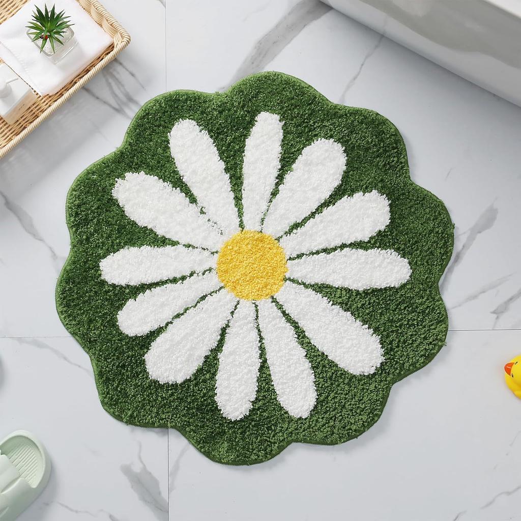 Daisy Flower Pattern Carpet for Home Bedroom Non Slip Bedside Blanket for Bathroom Absorbent Bathroom