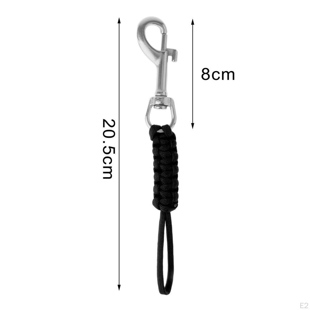 Scuba Diving Snap Hook Single Ended Flag Clips Water Sports Paracord Lanyard Balck