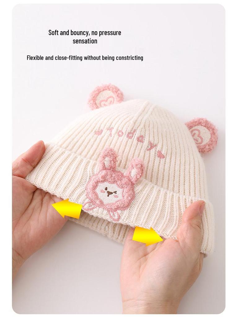 Warm Knit Baby Beanie - Cute, Windproof, Wool Hat for Infant Girls (Autumn & Winter)