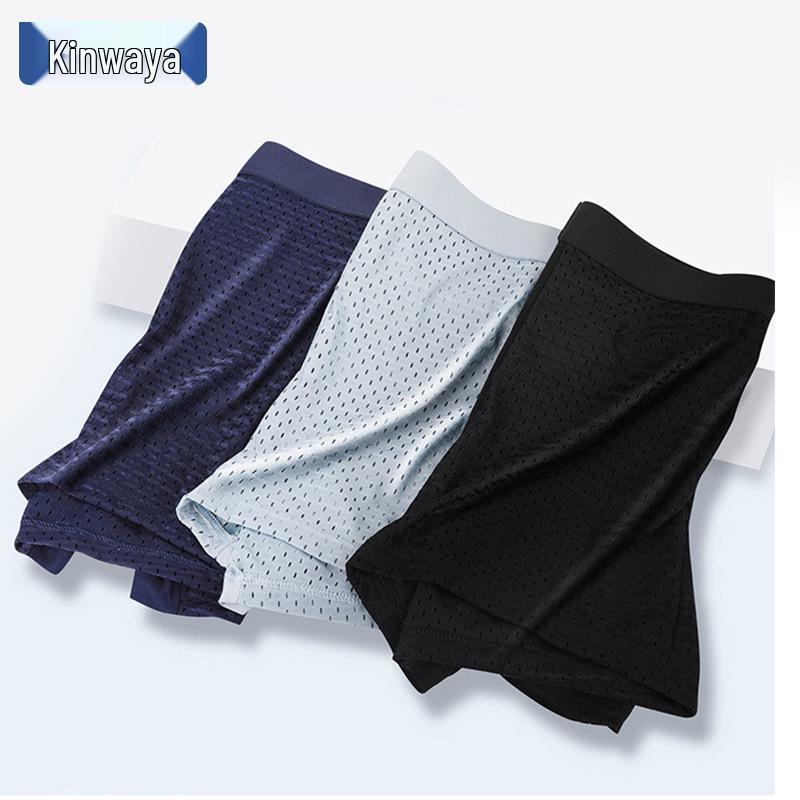

Men s Ice Silk Mesh Mid-Waist Lightweight Plus Size Boxer Briefs L