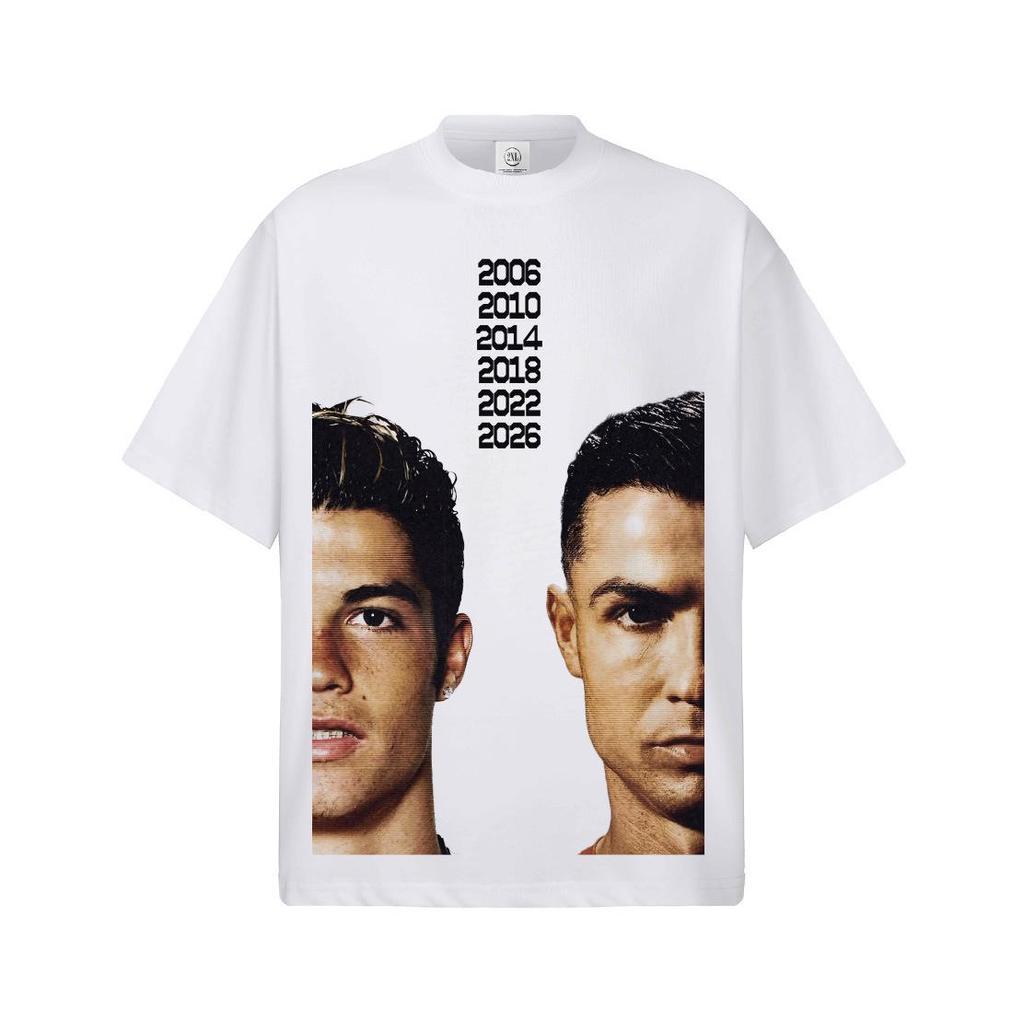 Cristiano Ronaldo Retro Distressed Heavyweight Cotton T-Shirt