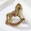 Unique Rocking Horse Brooch Pin Portable Accessory Convenient for Women Unisex Lovely Toy Designs Fashion Pin Wear