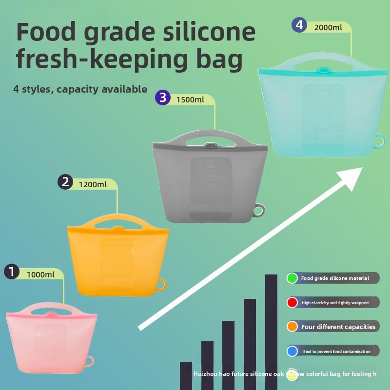Silicone Reusable Food Bag Freezer Food Container Heat Resistant Leakproof Fresh Keeping Bags Sub-packing Sealing Bags