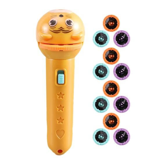 Kids Story Projector Flashlight Animal Image Projector Toy with Changeable Discs Early Learning Educational Toy for Bedtime Fun Gift for Children