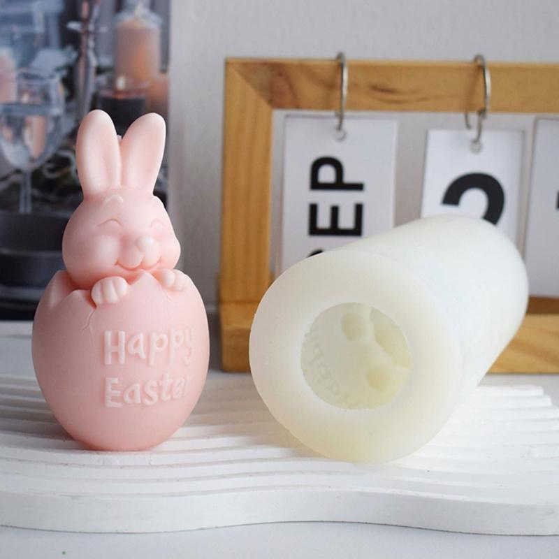 3D Bunny Egg Candle Silicone Mold Easter Resin Casting Mould for DIY Candle Making Clay Craft Plaster Home Decoration