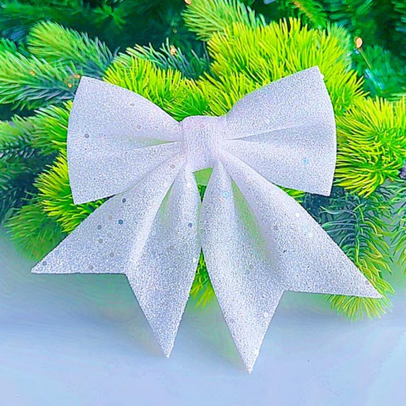 1/2PCS Large Red Gold Sparkling Bow Glitter Christmas Ribbon Bowknot Xmas Tree Hanging Ornaments New Year Home Decoration