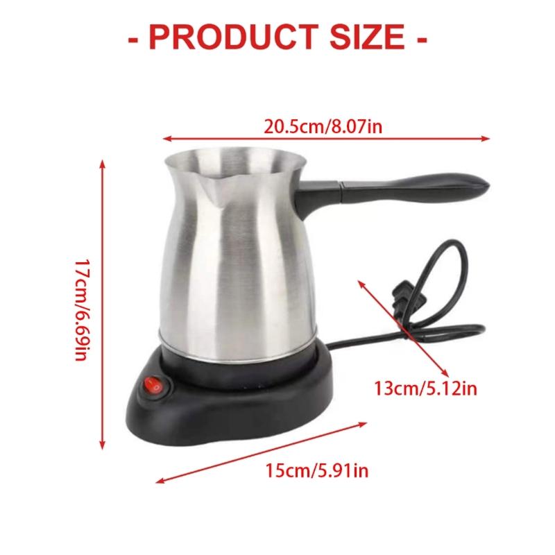 Elektrický turecký kávovar Nerezová konstrukce Ergonomická rukojeť Kapacita 600 ml Rychlovarný kávovar