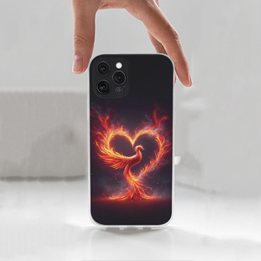 Cool Phoenix Phone Case For iPhone 16,15,14,13,12,11 Plus,Pro,Max,XR,XS,X,7,8 Plus,SE,Mini,Transparent,Silicone Case