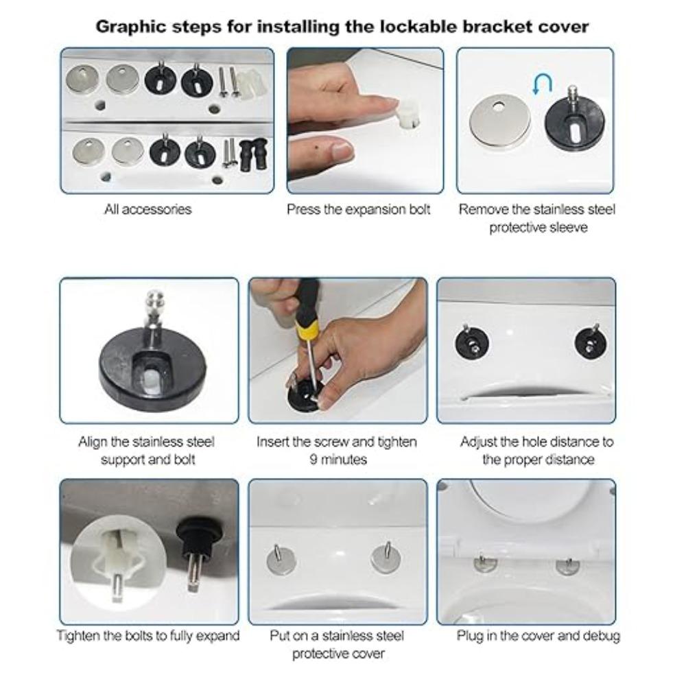 Cerniere Sedile WC Chiusura Superiore Rilascio Morbido Montaggio Rapido Coppia Cerniere Robuste Viti per Cerniera Accessori WC Ferramenta