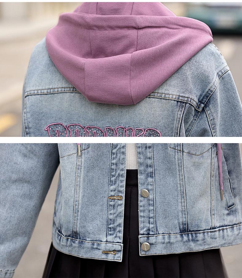 Spring 2025 Women's Spot Denim Jacket with Detachable Hood - Versatile Fashion MZ130