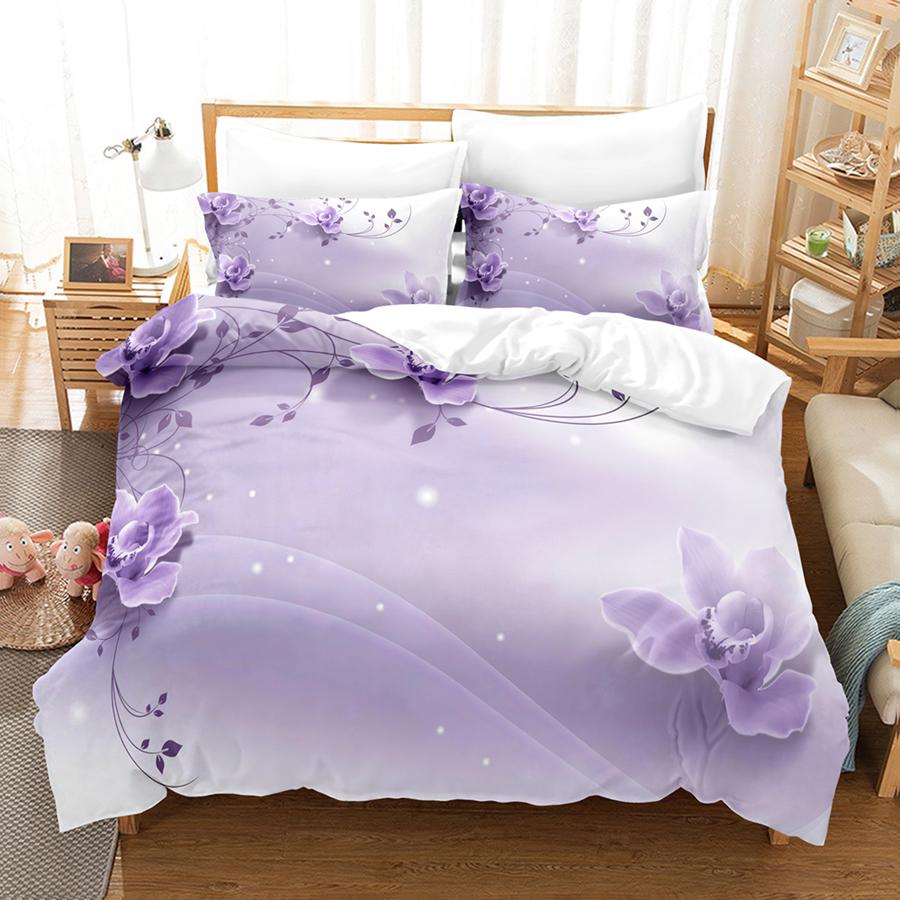 Blue Flower Duvet Cover Queen Size With Zipper Pillowcase 3D Floral Bedding Set 3pcs 2pcs Full King Twin Single Double Bed Thin