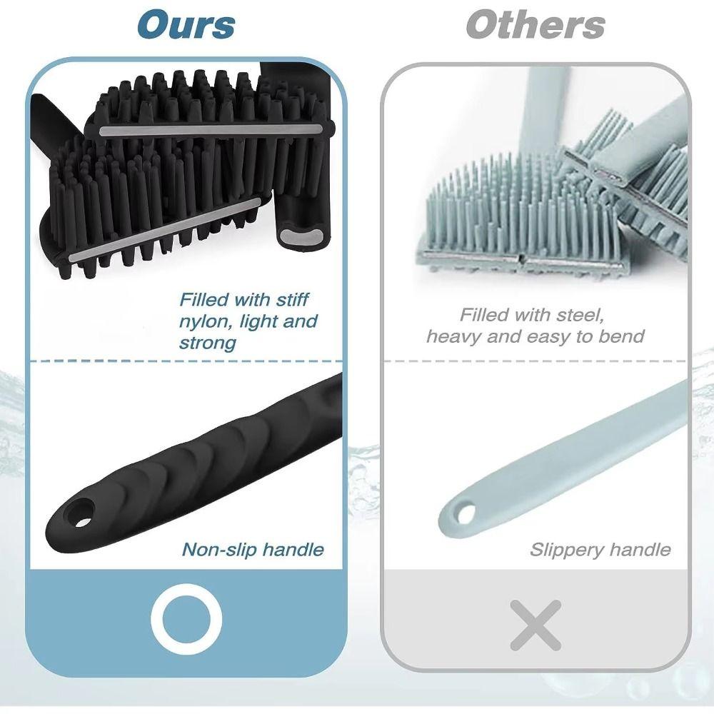 Anti-Slip Handle Exfoliating Scrubber with Hanging Hole Skin Massager Bath Soft Back Brush  Lazy