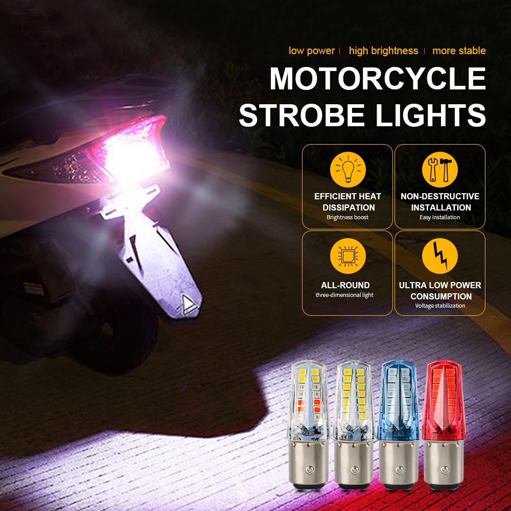 1157 Led Turn Signal Strobe Flashing Bulbs Super Bright Motorcycle Lights 2835 32smd Moto Brake Light White Red Blue Strobe 12V