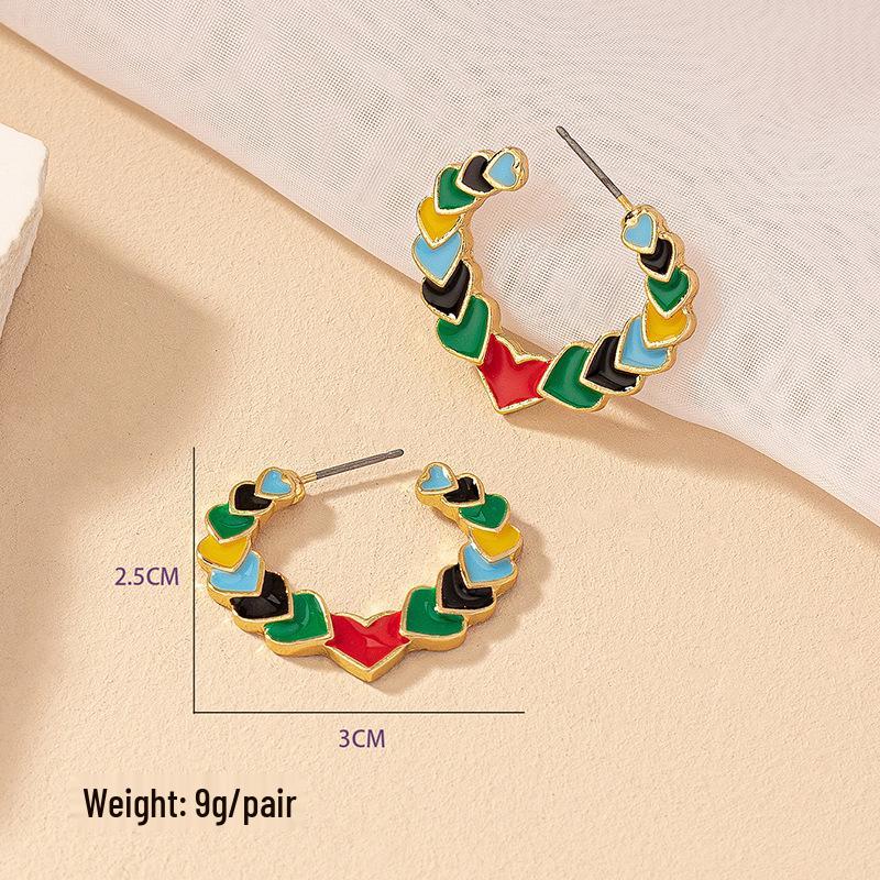 

Цветные ретро эмалевые серьги-сердечки - Нишевая мода для женщин в стиле знаменитостей