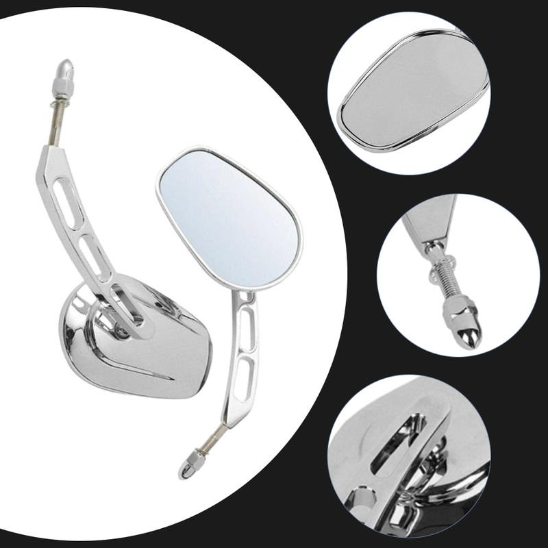 Pair Chrome Motorcycle Universal 8mm Rear View Side Mirrors For Harley-Davidson Street Glide Road King Fatboy