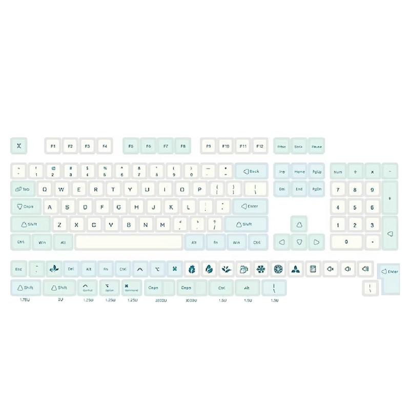 

PBT Blue White Keycaps 125Keys XDA Profile Iceberg Theme Sublimations English Keycap Set 1