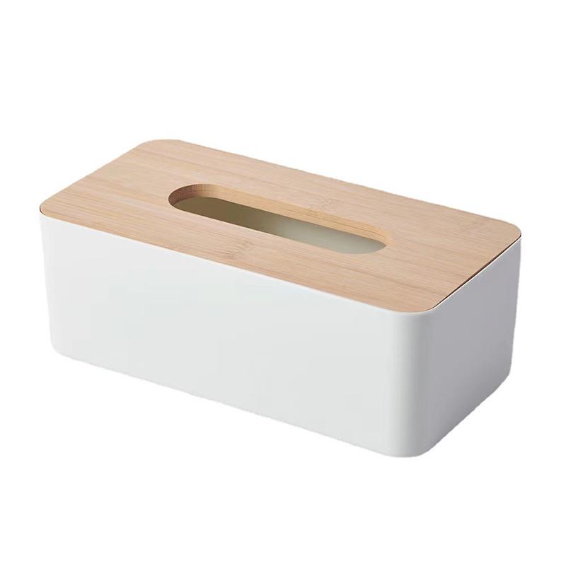 1Pc Luxurious Bamboo Rectangular Tissue Box Cover - Waterproof, Elegant Holder For Disposable Paper Facial Tissues