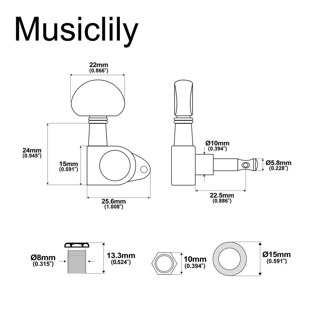 Musiclily Basic Guitar Tuners for LP Les Paul Gold L3+R3 Electric/Acoustic Guitars,