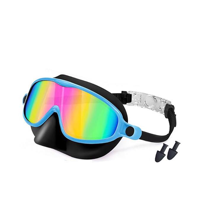 Children's Large Frame Swim Goggles with Nose Cover, Waterproof Anti-Fog, for Boys and Girls