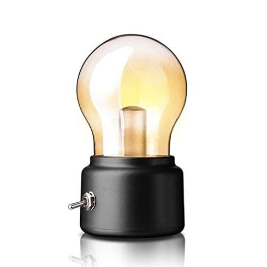 

SKD Night Light Retro Bulb Bulb Lamp Table Light Stylish Table Lamp Cute Warm LED Bedside Lamp Interior Light Incandescent Bulb (Black) чорний