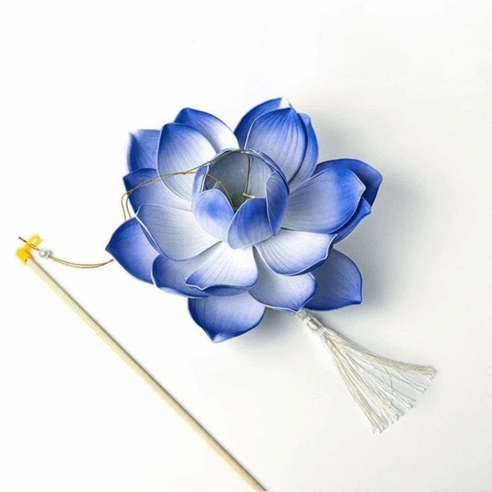 Ancient Style DIY Lotus Lamp Material Kit Portable Handmade Hand-Held LED Light Elegant Design Festive Decor