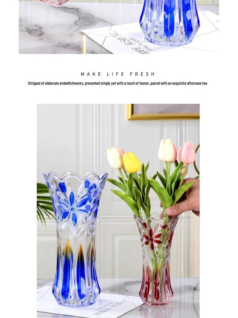 Luxuriöse, leicht transparente Glasvase für frische Blumenarrangements – Kreative hydroponische Heimdekoration