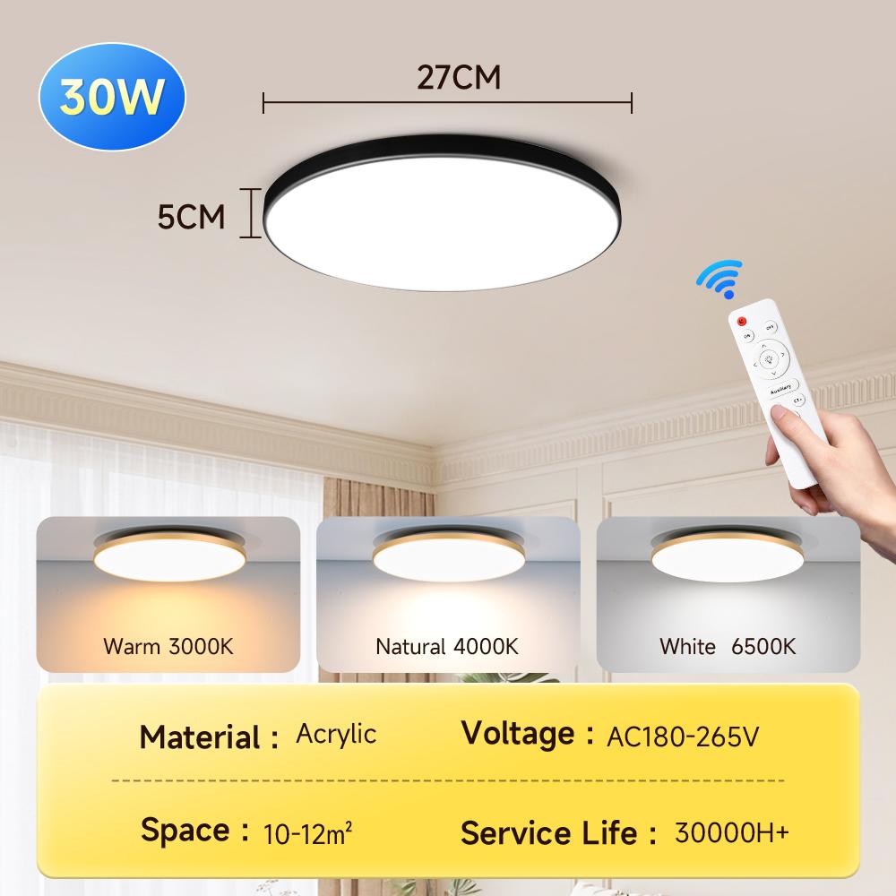 ceiling lamp with remote contral led lamp for bedroom Large Ceiling Lamps Led Lights with Remote control Dimmable led lights B 30W black