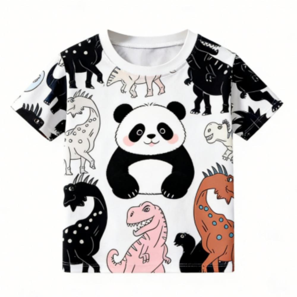 Fashion Kids T-shirt Cartoon Dinosaur Colorful 3D Print Kids Short Sleeves T-Shirt Loose Casual Summer Outdoor Boy and Girl Tees Tops