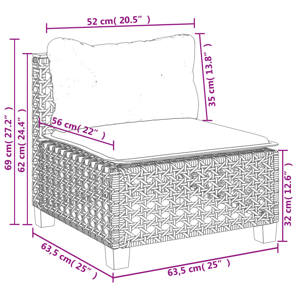 4 Piece Outdoor Sofa Set with Cushions Grey Poly Rattan