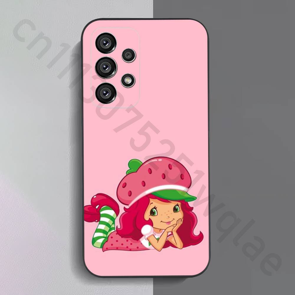 Strawberry Shortcakes Phone Case For Samsung S9,S10,S20,S10,S21,S25,S24,S23,Ultra,FE,Plus,Lite,Soft Silicone Black Cover