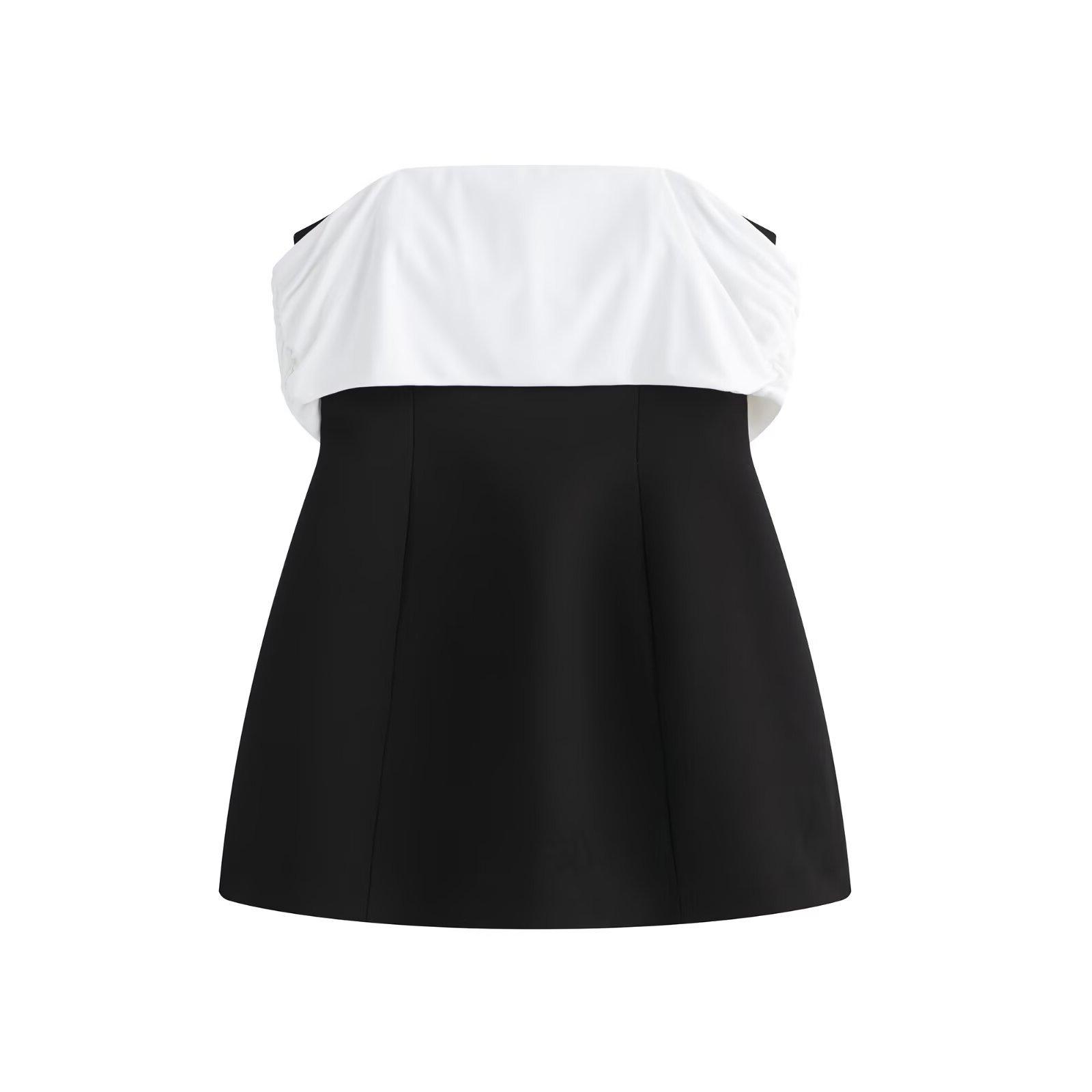 

TAOP&ZA Women s Strapless Sleeveless Patchwork Short Dress - Summer Fashion XS