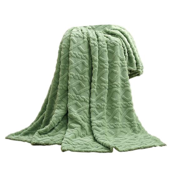 AC Blanket Ultra-Soft Single-layer Plush Comfort Pure Color Jacquard Woven Rhombus Pattern