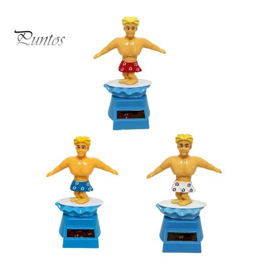 Surfing BilFigur Surfare Pojke Solcellsdriven Nickande Leksak, Tecknad Bobblehead för Mittkonsol Tillbehör Instrumentbräda, Bil Gungande Skakande Figur Kontor