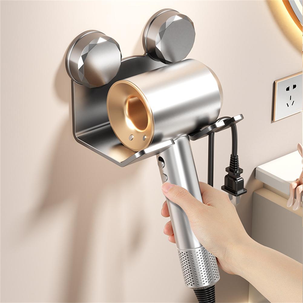 For Bathroom Hair Dryer Holder Wall Mount with Curling Iron Organizer Rack and Cord Hook for Organized Storage