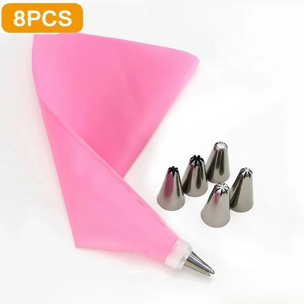 

Silicone Pastry Bags Set 8 24 PCS with Spout for Precision Cake Decorating Essential Baking Tools for Home Use