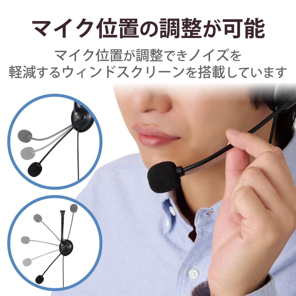 ELECOM Single Headset Ear with Mute Volume Flexible Black HS-HP01MTBK (Left Only), Microphone, 4-Pole 3.5mm Connection, Function, Adjustment, Arm,