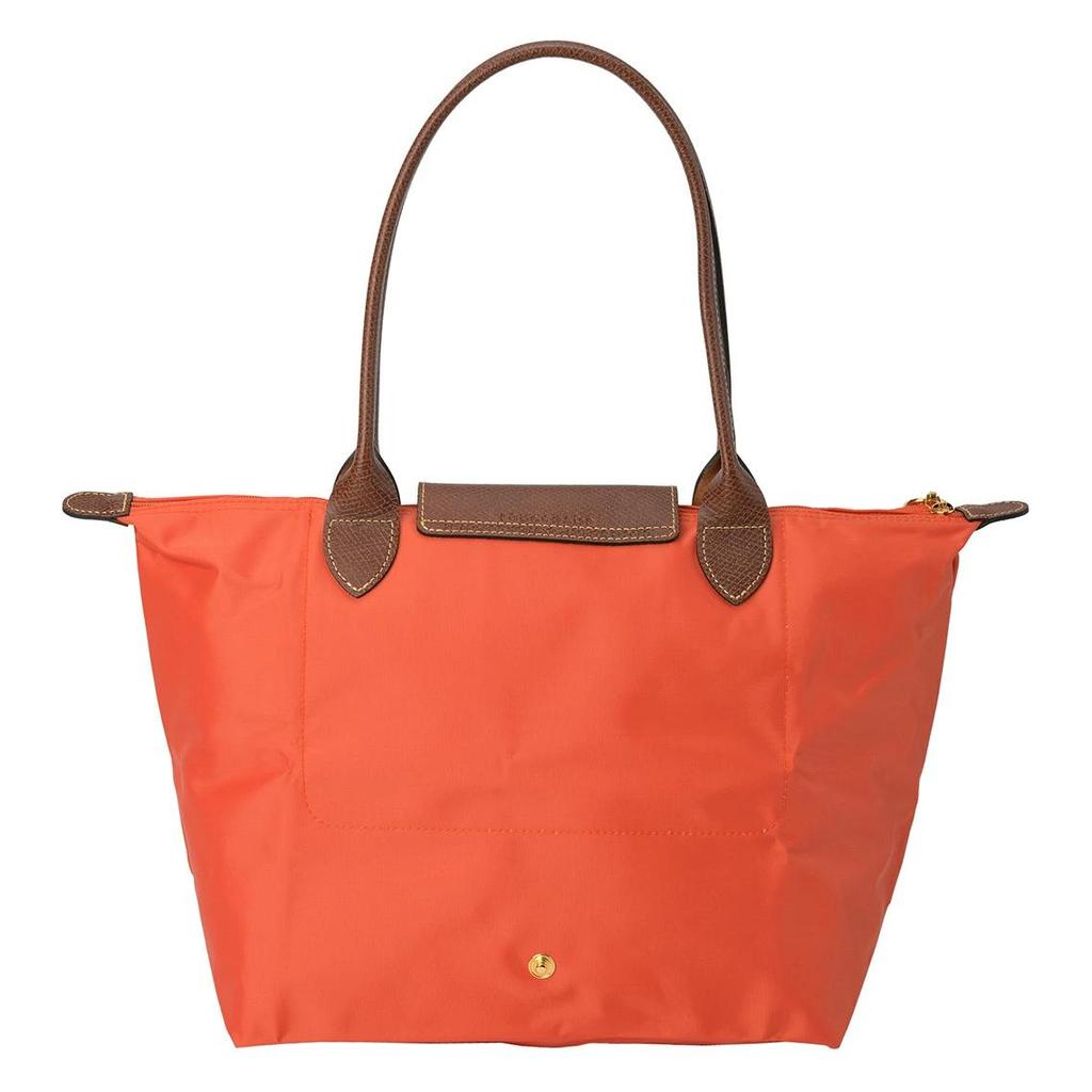 Nová plátěná nákupní taška LONGCHAMP Le Pliage z polyamidu s koženým lemováním, střední velikost, dámská, oranžová 2605089P85
