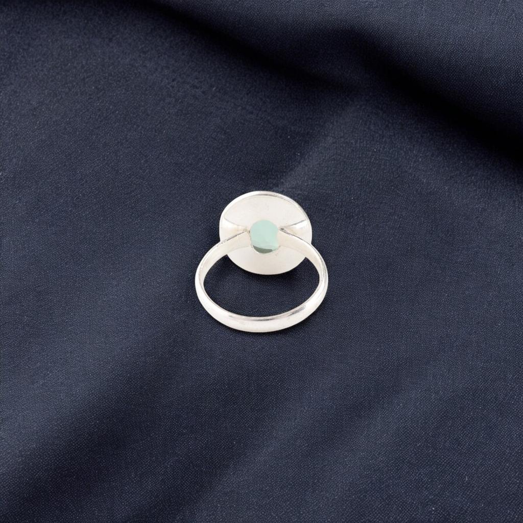 Aqua Chalcedony Gemstone 925 Sterling Silver Jewelry Handmade Ring Gift For Wife RR-62-20