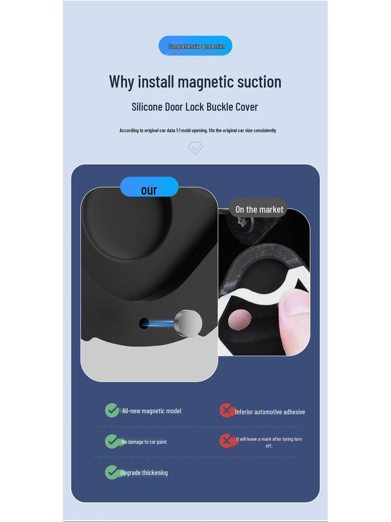 Beijing Auto Door Lock Buckle Protective Pad - Anti-collision, Thickened Interior Decoration Cover