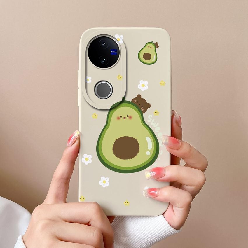 

Чехол для телефона Vivo Y16 Y31 Y53S Y55 IQOO Z10X V50 Y51 Y70 с красивым цветочным узором и рисунком авокадо, мягкий жидкий силиконовый пылезащитный чехол для Vivo, чехол-бампер Vivo V50 5G